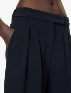 Max Mara Wide-leg Mid-rise Woven Trousers -Sweaty Betty Store R04161478 NAVY ALT04