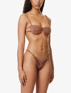 Twisted-trim Half-cup Bikini Top -Sweaty Betty Store R04161519 SOILRUST ALT02