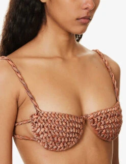 Twisted-trim Half-cup Bikini Top -Sweaty Betty Store R04161519 SOILRUST ALT04