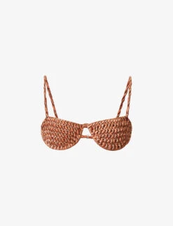 Twisted-trim Half-cup Bikini Top