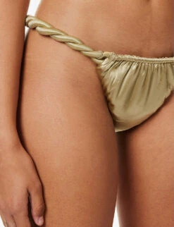 Twisted-trim Mid-rise Bikini Bottoms 11 Twisted-trim Mid-rise Bikini Bottoms -Sweaty Betty Store R04161523 GOLD ALT04
