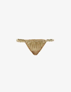 Twisted-trim Mid-rise Bikini Bottoms