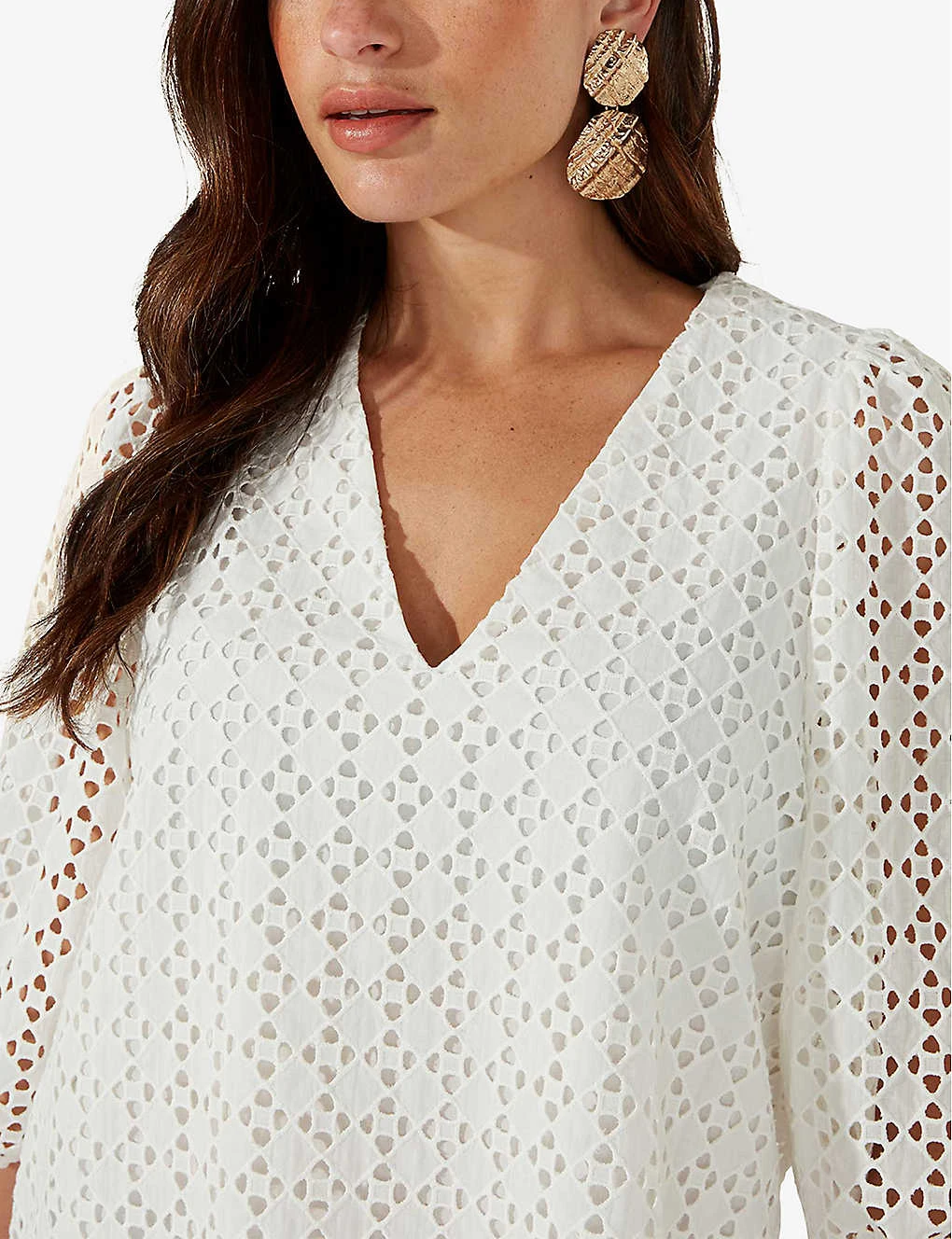 Broderie-anglaise V-neck Cotton Top 5 Broderie-anglaise V-neck Cotton Top - Image 3