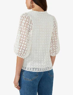 Broderie-anglaise V-neck Cotton Top 9 Broderie-anglaise V-neck Cotton Top -Sweaty Betty Store R04161724 IVORY ALT03