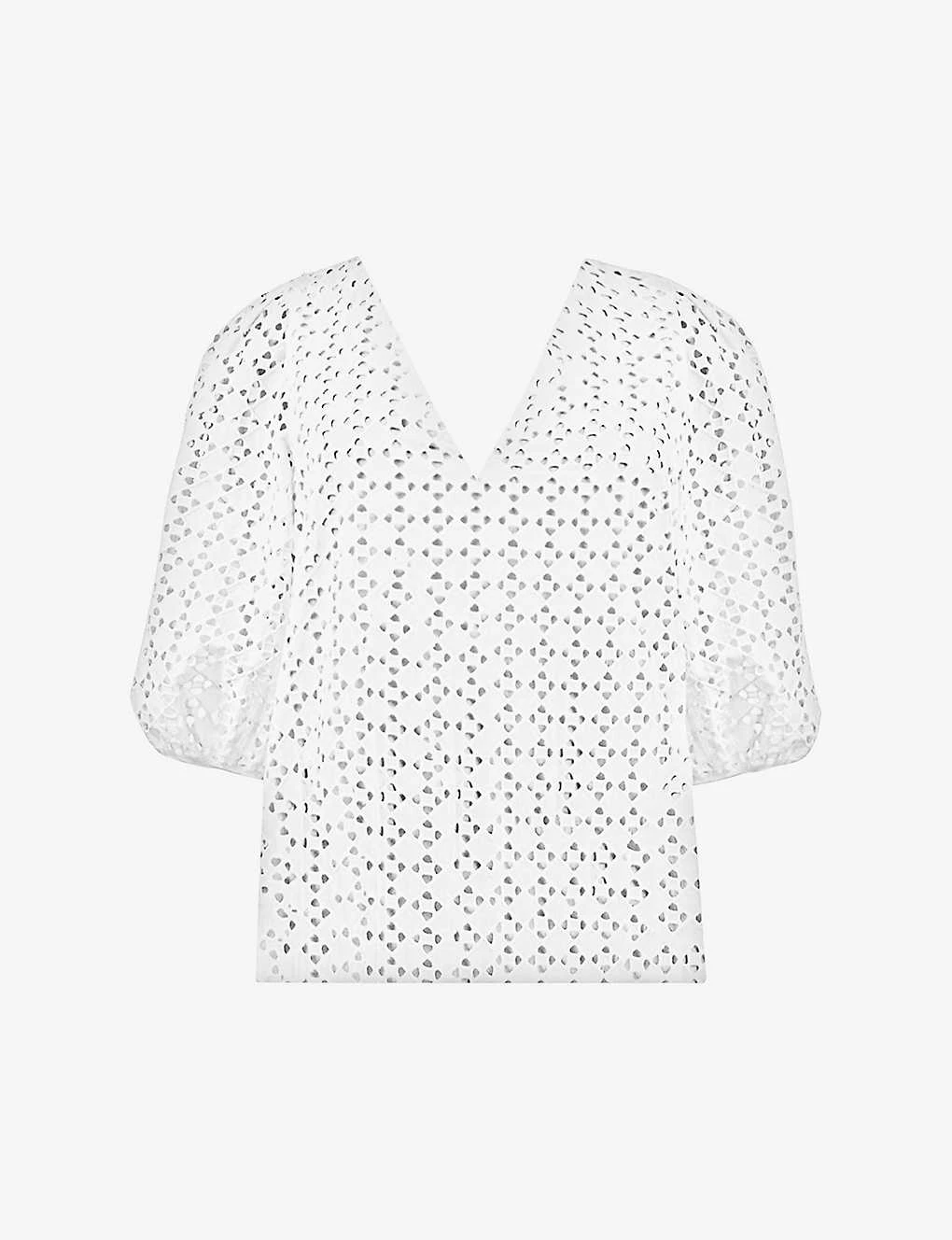 Broderie-anglaise V-neck Cotton Top 3 Broderie-anglaise V-neck Cotton Top