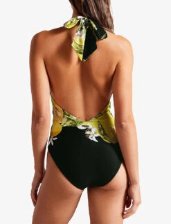 Ted Baker Tabeth Floral-print Plunge Swimsuit 9 Ted Baker Tabeth Floral-print Plunge Swimsuit -Sweaty Betty Store R04162193 BLACK ALT03