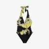 Ted Baker Tabeth Floral-print Plunge Swimsuit -Sweaty Betty Store R04162193 BLACK M