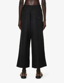Relaxed-fit Wide-leg Cotton-linen Blend Trousers -Sweaty Betty Store R04164415 BLACK ALT03