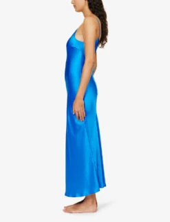 One-shoulder Sleeveless Silk Maxi Dress 9 One-shoulder Sleeveless Silk Maxi Dress -Sweaty Betty Store R04164430 ROYALBLUE ALT02