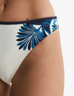 Reiss Lucille Printed High-leg Stretch Cotton-blend Bikini Bottoms 9 Reiss Lucille Printed High-leg Stretch Cotton-blend Bikini Bottoms -Sweaty Betty Store R04164811 WHITEPRINT ALT03