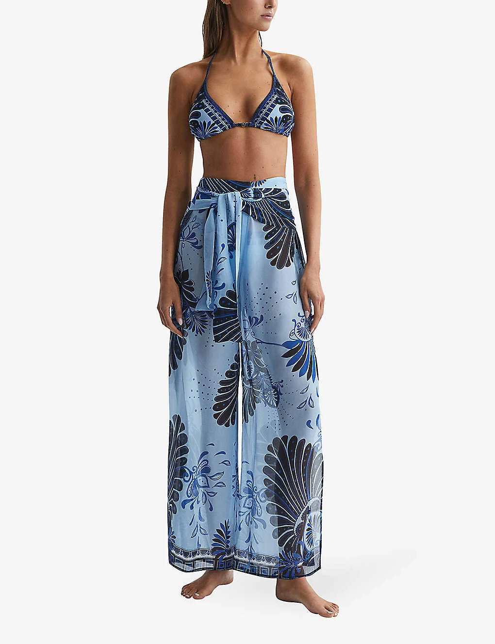 Reiss Ginnie Palm-print Wide-leg Mid-rise Woven Trousers 4 Reiss Ginnie Palm-print Wide-leg Mid-rise Woven Trousers - Image 2