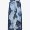 Reiss Ginnie Palm-print Wide-leg Mid-rise Woven Trousers