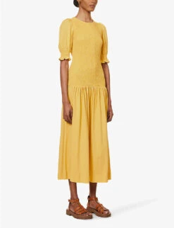 ME AND EM Puff-sleeve Flared-hem Cotton Maxi Dress 9 ME AND EM Puff-sleeve Flared-hem Cotton Maxi Dress -Sweaty Betty Store R04165504 SUPERLEMON ALT02