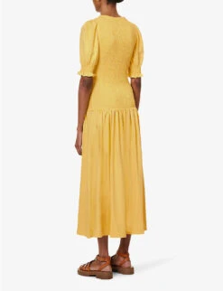 ME AND EM Puff-sleeve Flared-hem Cotton Maxi Dress 10 ME AND EM Puff-sleeve Flared-hem Cotton Maxi Dress -Sweaty Betty Store R04165504 SUPERLEMON ALT03