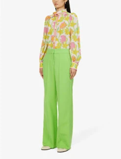 ME AND EM Flared-leg Mid-rise Stretch-woven Trousers -Sweaty Betty Store R04165518 BRIGHTFERN ALT02