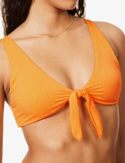 Portugal Tie-front Bikini Top -Sweaty Betty Store R04165688 TANGERINERIB ALT04