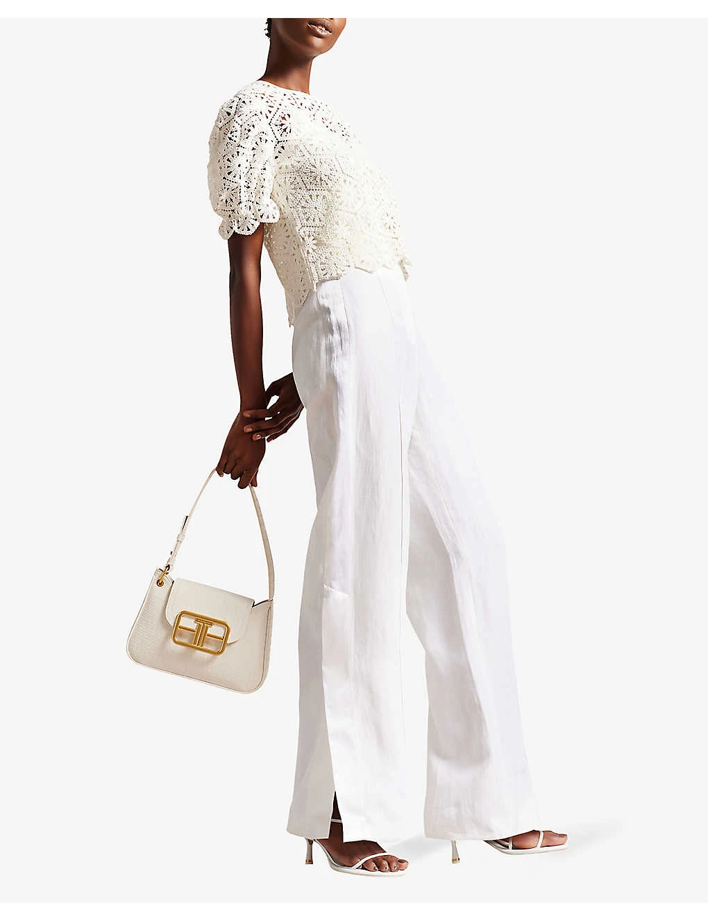 Ted Baker Ambya Puff-sleeve Crochet-knit Stretch Cotton-blend Top 3 Ted Baker Ambya Puff-sleeve Crochet-knit Stretch Cotton-blend Top - Image 2