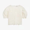 Ted Baker Ambya Puff-sleeve Crochet-knit Stretch Cotton-blend Top 1 Ted Baker Ambya Puff-sleeve Crochet-knit Stretch Cotton-blend Top -Sweaty Betty Store R04166174 WHITE M