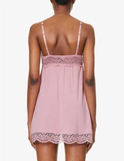 Eberjey Beatrix V-neck Stretch-jersey Nightdress -Sweaty Betty Store R04166190 FOXGLOVE ALT02