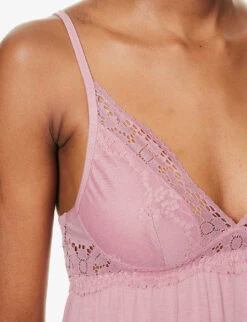 Eberjey Beatrix V-neck Stretch-jersey Nightdress -Sweaty Betty Store R04166190 FOXGLOVE ALT03