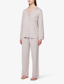 Eberjey Gisele Long-sleeved Stretch-jersey Pyjama Set -Sweaty Betty Store R04166197 PURPLEDUSTITALIANROSE ALT02