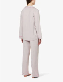 Eberjey Gisele Long-sleeved Stretch-jersey Pyjama Set -Sweaty Betty Store R04166197 PURPLEDUSTITALIANROSE ALT03