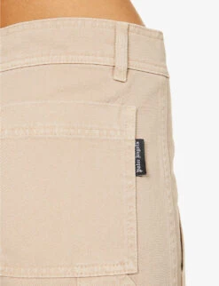 Palm Angels Bull Brand-patch Wide-leg Mid-rise Cotton Trousers -Sweaty Betty Store R04166267 BEIGEBEIGE ALT04