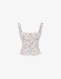 Chicca Floral-print Linen-blend Top