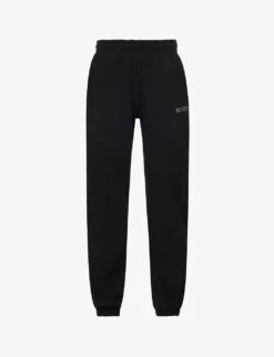 Branded Drawstring-waist Organic-cotton Jogging Bottoms