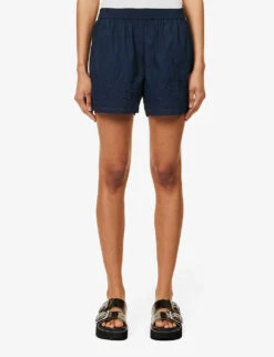 Rag & Bone Paisley-embroidered Cotton-poplin Shorts 9 Rag & Bone Paisley-embroidered Cotton-poplin Shorts -Sweaty Betty Store R04166659 SALPAISLEY ALT02