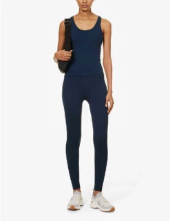 Fortuna Logo-embroidered Stretch-woven Top 8 Fortuna Logo-embroidered Stretch-woven Top -Sweaty Betty Store R04167373 MIDNIGHTBLUE ALT01