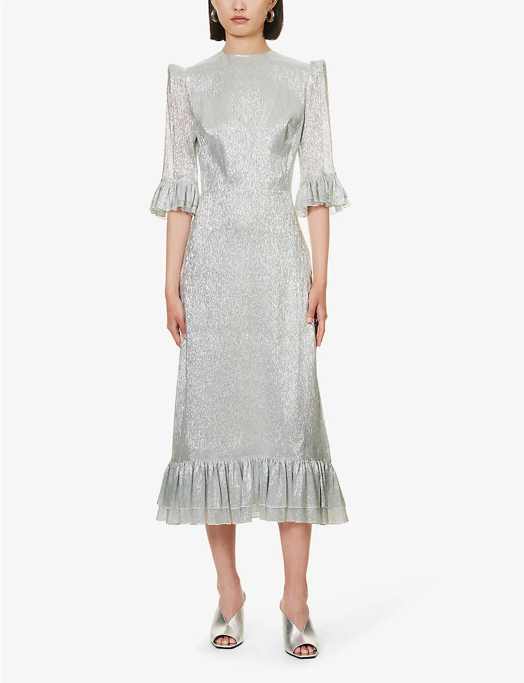 Falconetti Metallic-thread Silk-blend Midi Dress 4 Falconetti Metallic-thread Silk-blend Midi Dress - Image 2