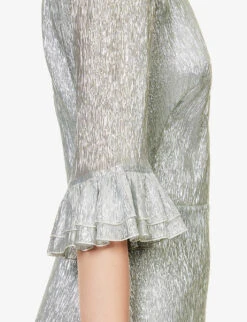 Falconetti Metallic-thread Silk-blend Midi Dress 11 Falconetti Metallic-thread Silk-blend Midi Dress -Sweaty Betty Store R04168129 SILVER ALT04