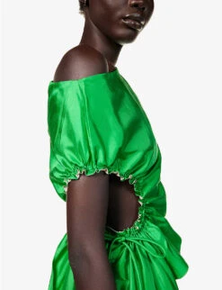 Asymmetric Colour-block Silk Maxi Dress 11 Asymmetric Colour-block Silk Maxi Dress -Sweaty Betty Store R04168294 GREENIVORY ALT04