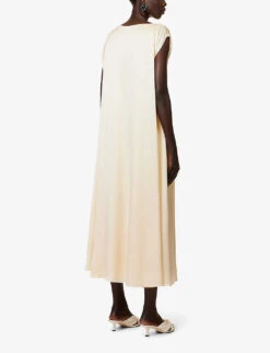 Kleo Cape-sleeve Silk Maxi Dress 10 Kleo Cape-sleeve Silk Maxi Dress -Sweaty Betty Store R04168590 ELDERFLOWER ALT03