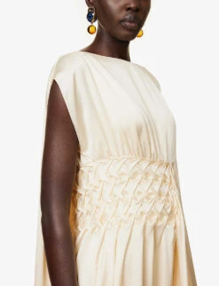 Kleo Cape-sleeve Silk Maxi Dress 11 Kleo Cape-sleeve Silk Maxi Dress -Sweaty Betty Store R04168590 ELDERFLOWER ALT04