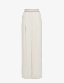 Reiss Abigail Striped-waistband Wide-leg Mid-rise Woven Trousers