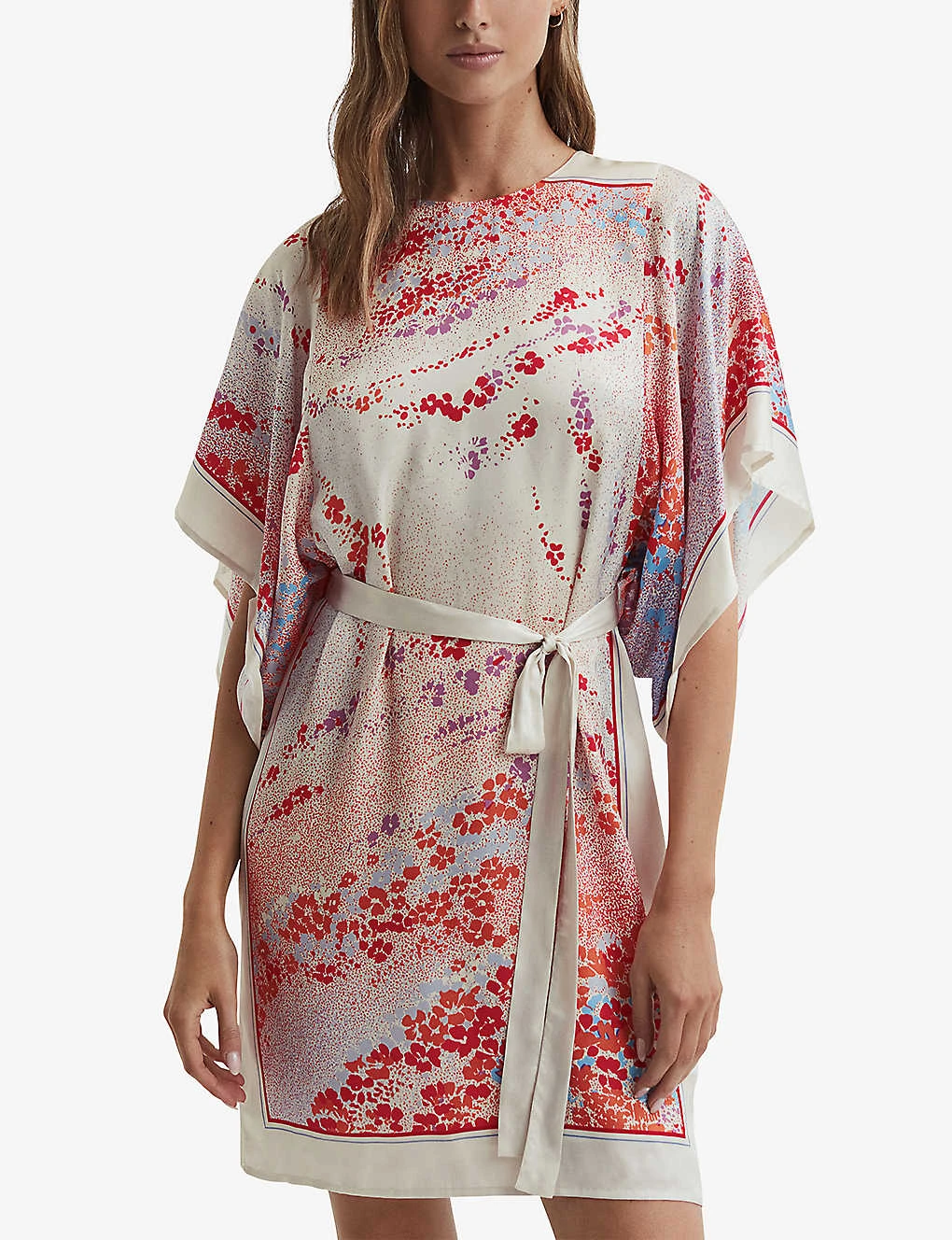 Reiss Leea Scarf-print Short-sleeve Woven Mini Dress 4 Reiss Leea Scarf-print Short-sleeve Woven Mini Dress - Image 2