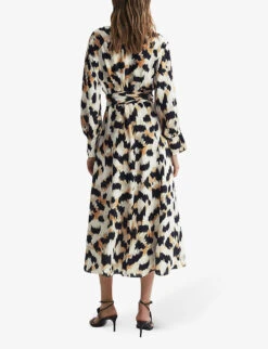 Reiss Marie Animal-print Woven Midi Dress -Sweaty Betty Store R04169041 BLACKWHITE ALT03