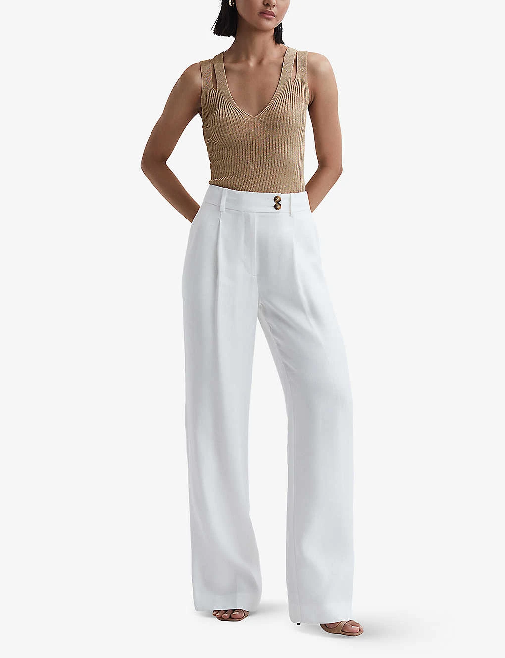 Reiss Zina Metallic Rib-knit Vest Top 4 Reiss Zina Metallic Rib-knit Vest Top - Image 2