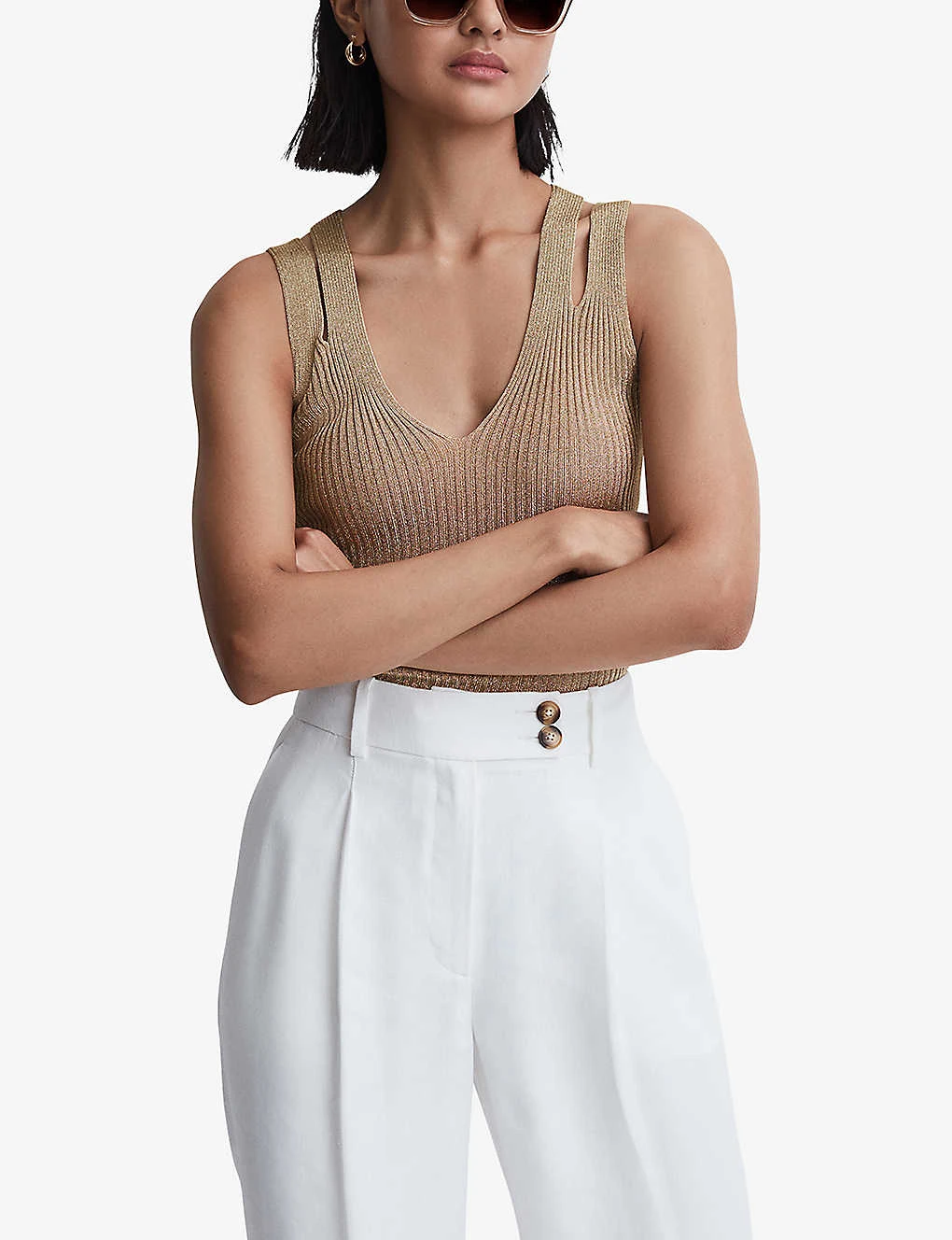 Reiss Zina Metallic Rib-knit Vest Top 5 Reiss Zina Metallic Rib-knit Vest Top - Image 3