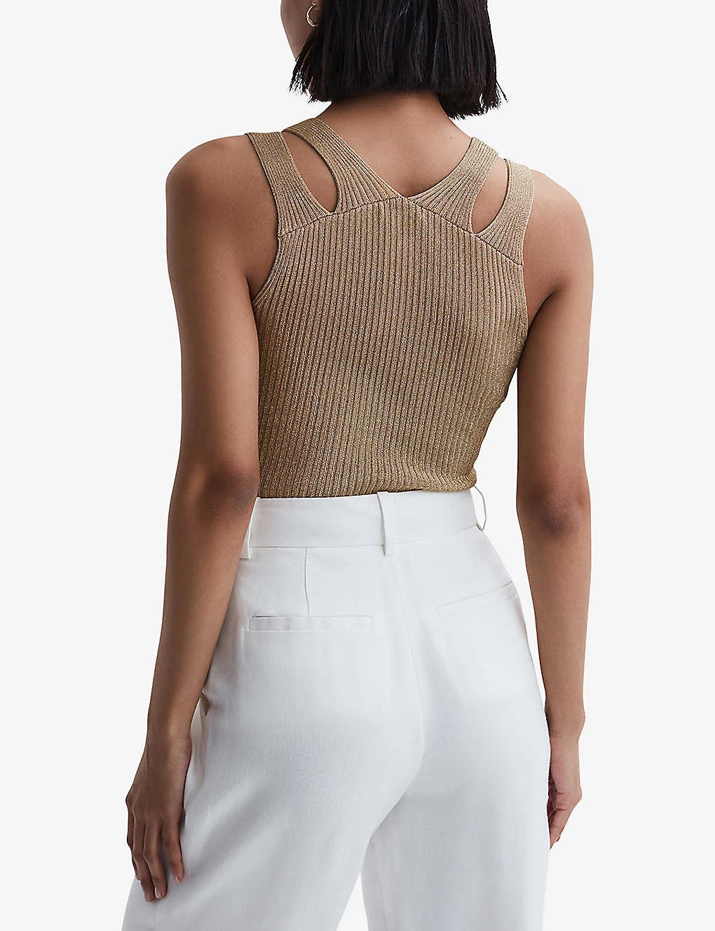 Reiss Zina Metallic Rib-knit Vest Top 6 Reiss Zina Metallic Rib-knit Vest Top - Image 4