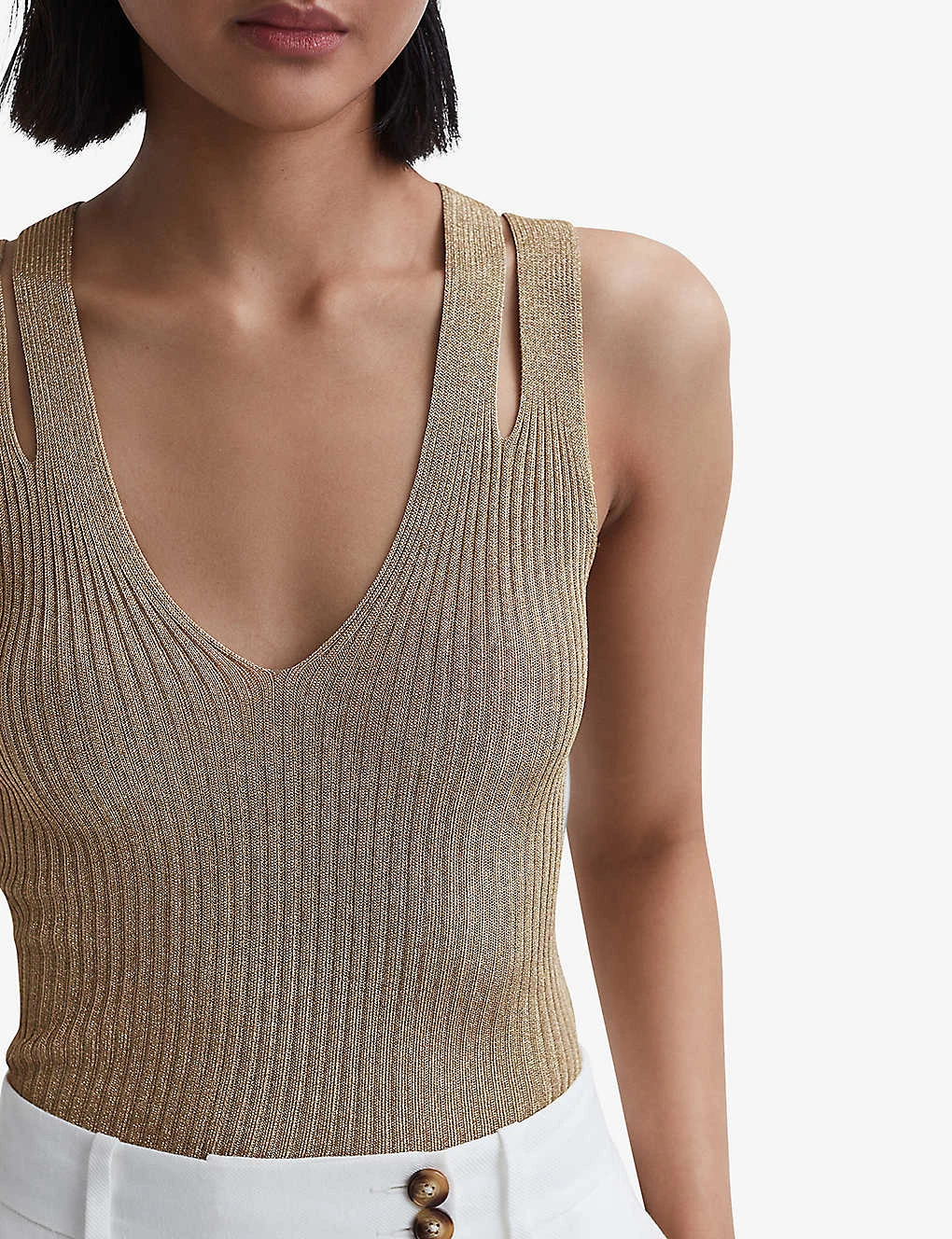 Reiss Zina Metallic Rib-knit Vest Top 7 Reiss Zina Metallic Rib-knit Vest Top - Image 5
