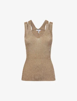Reiss Zina Metallic Rib-knit Vest Top