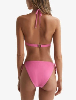 Reiss Ripley Triangle-shape Chain-embellished Stretch-woven Bikini Top -Sweaty Betty Store R04169528 PINK ALT03