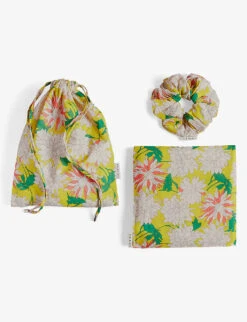 Ted Baker Denisy Beach Floral-print Cotton Sarong And Scrunchy Set