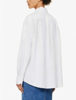 Valentino Floral-embroidered Regular-fit Cotton Shirt 10 Valentino Floral-embroidered Regular-fit Cotton Shirt -Sweaty Betty Store R04169643 BIANCO ALT03