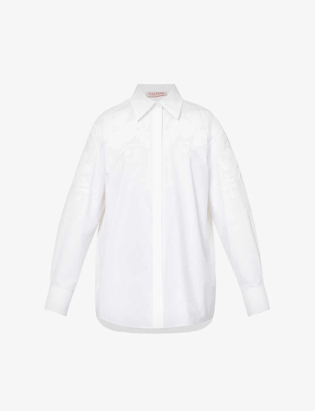 Valentino Floral-embroidered Regular-fit Cotton Shirt 3 Valentino Floral-embroidered Regular-fit Cotton Shirt