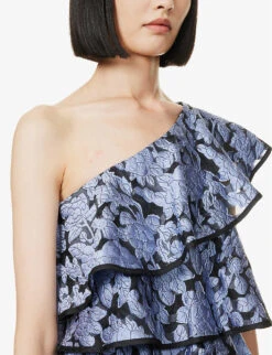 Asymmetric Ruffle-trim Woven Mini Dress 11 Asymmetric Ruffle-trim Woven Mini Dress -Sweaty Betty Store R04169918 BLACKPERIWINKLE ALT04