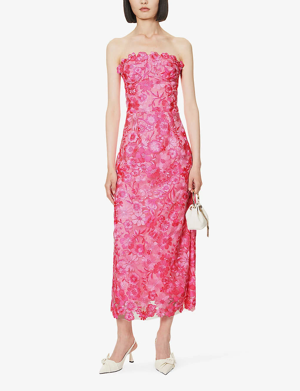 Floral-embroidered Corseted Woven Midi Dress 4 Floral-embroidered Corseted Woven Midi Dress - Image 2